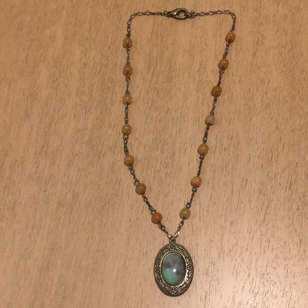 Unique Vintage Turquoise Beaded Locket Necklace - Excellent Condition!